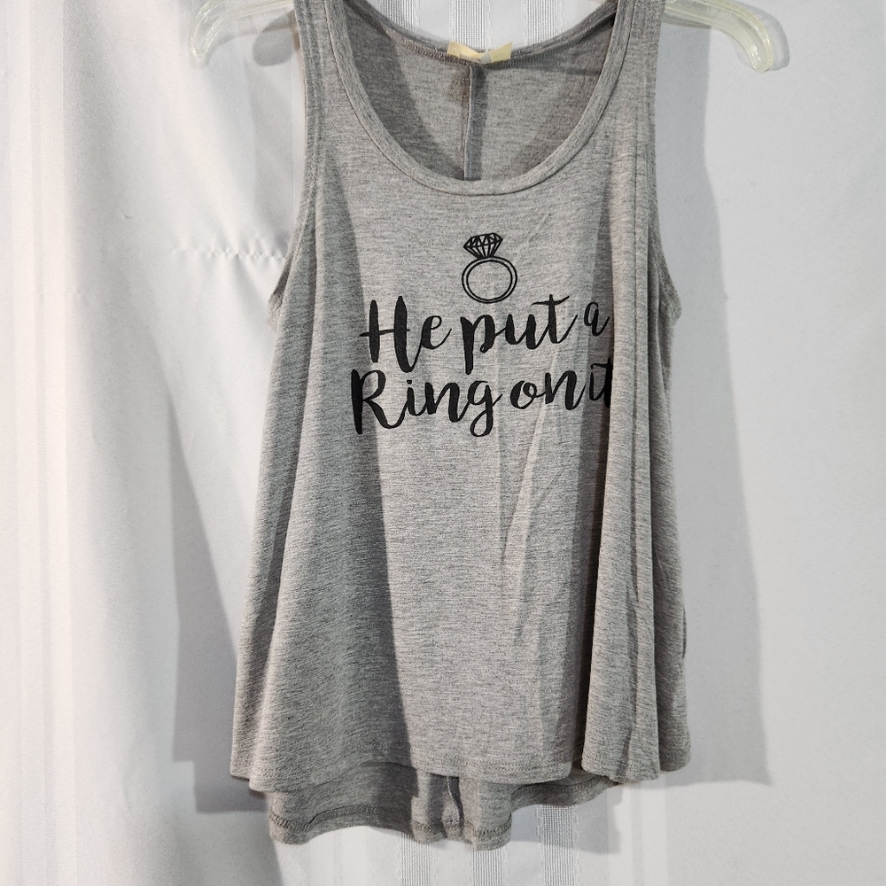 ENOUGH ABOUT ME  (HE PUT A 💍 ON IT )!!!!GRAY TANKTOP SMALL